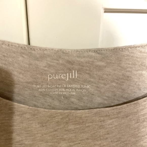 J.Jill purejill Boatneck Cotton and Modal Rayon Tunic Tan Color Size Large - Picture 2 of 3